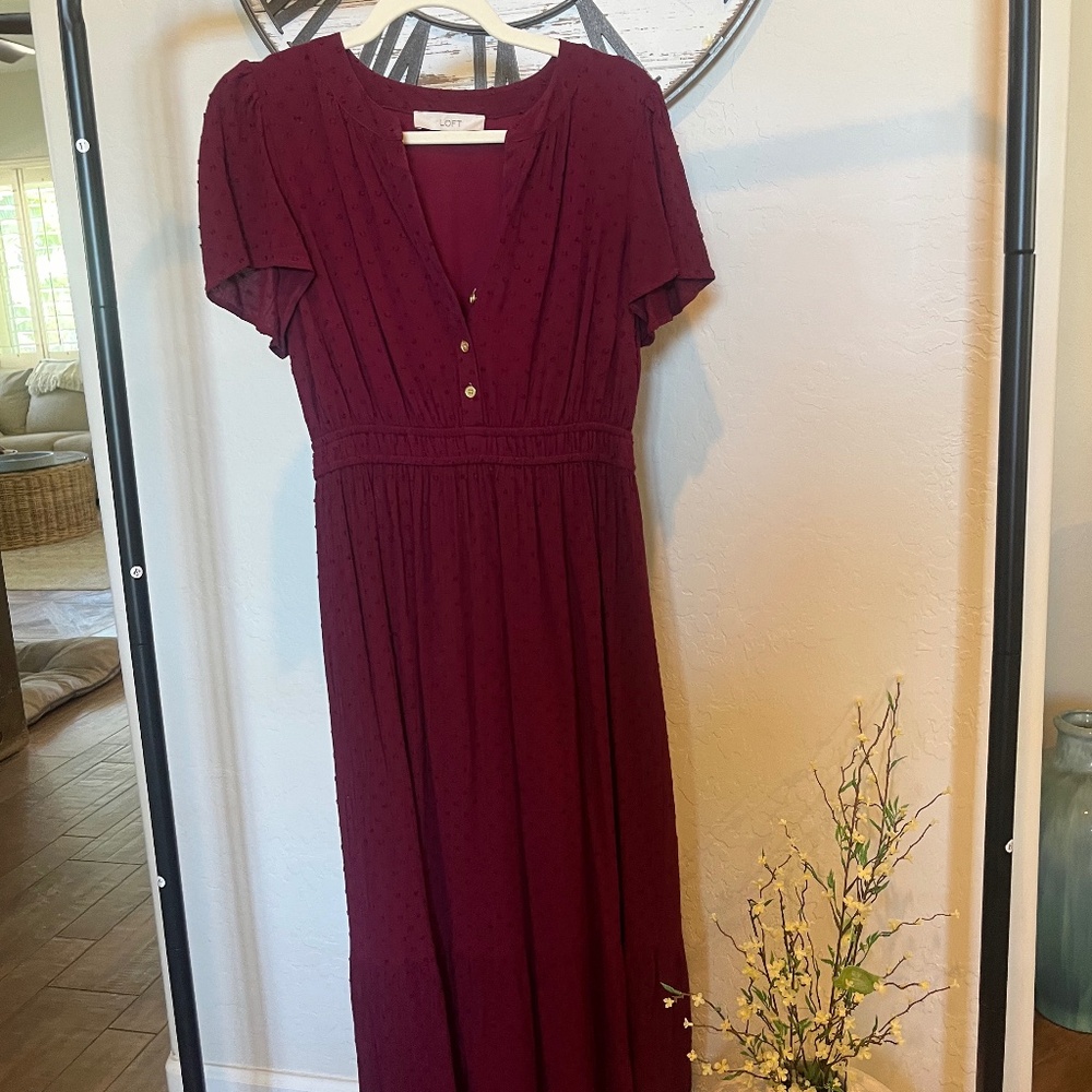 Loft Wine Midi Dress